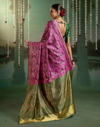 Magenta Silk Woven Banarasi Saree