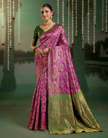 Magenta Silk Woven Banarasi Saree