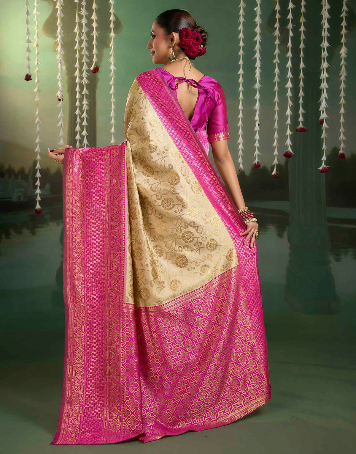 Off White Silk Woven Banarasi Saree