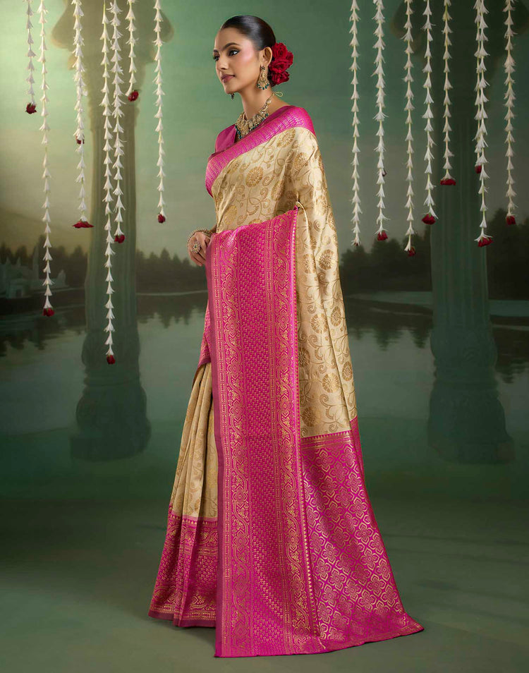 Off White Silk Woven Banarasi Saree