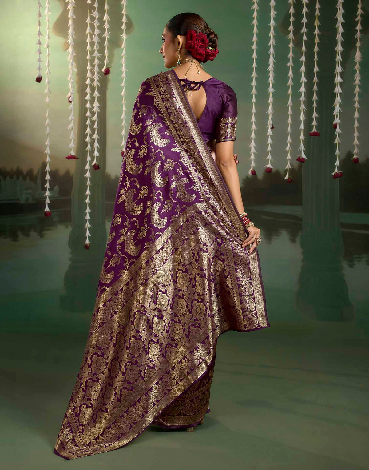 Purple Silk Woven Banarasi Saree