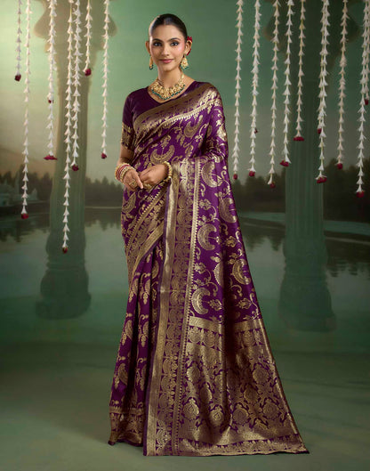 Purple Silk Woven Banarasi Saree