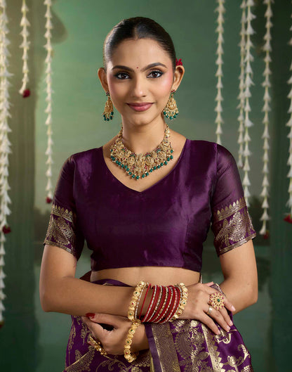 Purple Silk Woven Banarasi Saree
