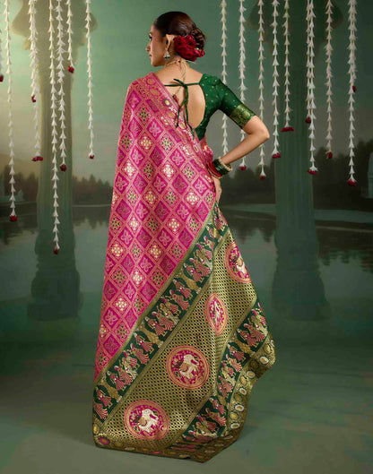 Rani Pink Silk Woven Patola Saree