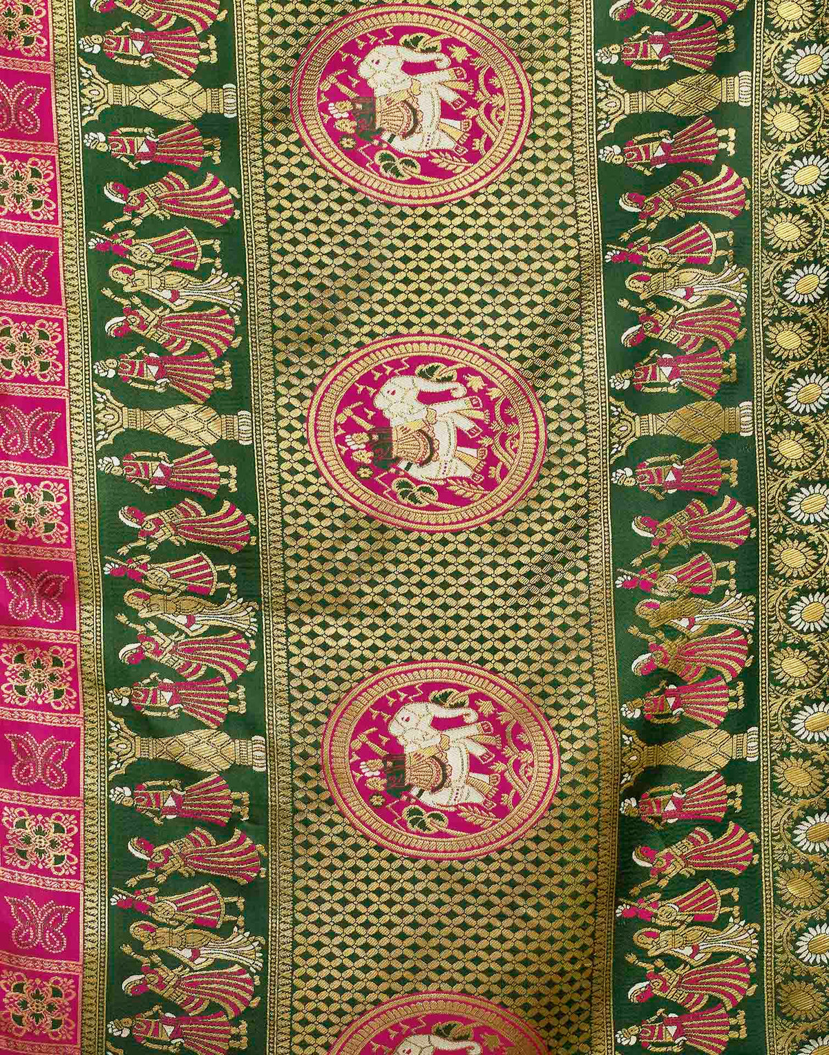 Rani Pink Silk Woven Patola Saree