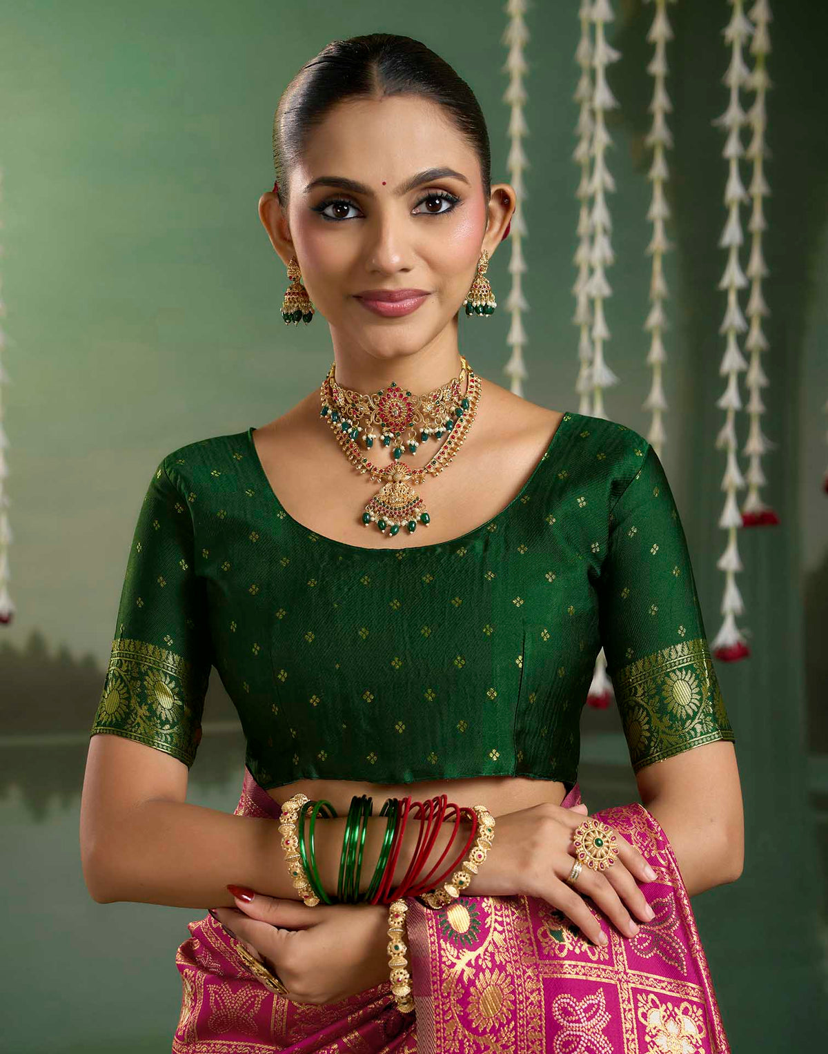 Rani Pink Silk Woven Patola Saree