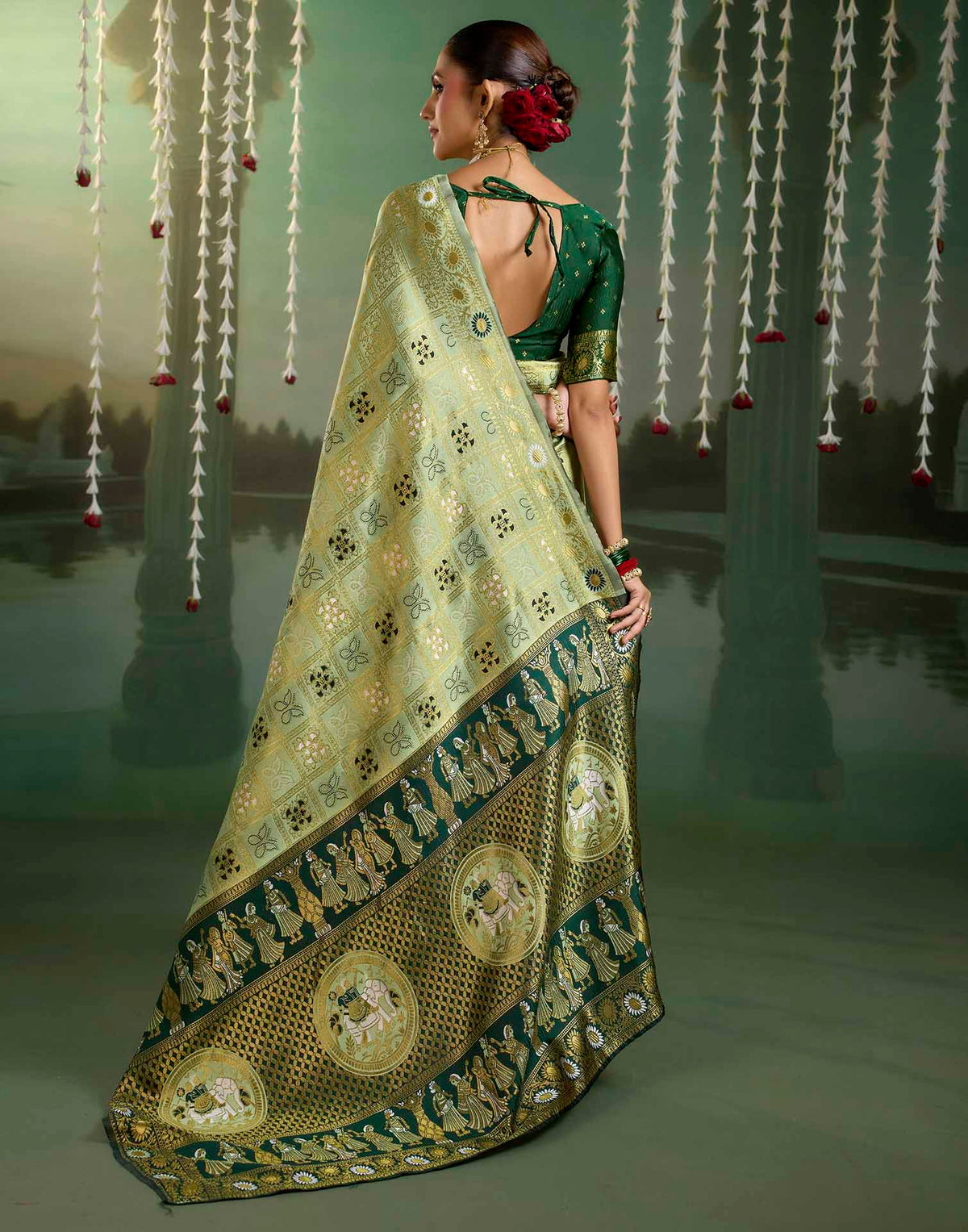 Light Green Silk Woven Patola Saree