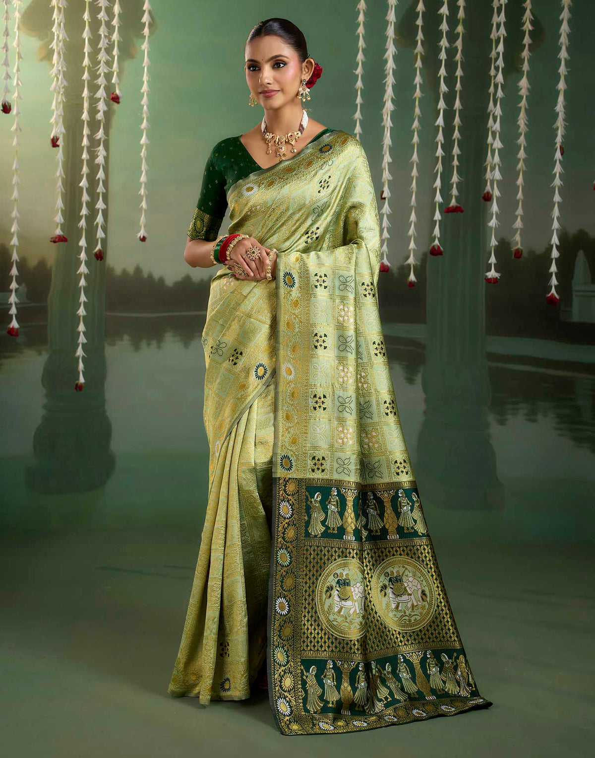Light Green Silk Woven Patola Saree