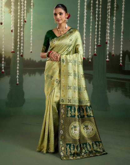 Light Green Silk Woven Patola Saree
