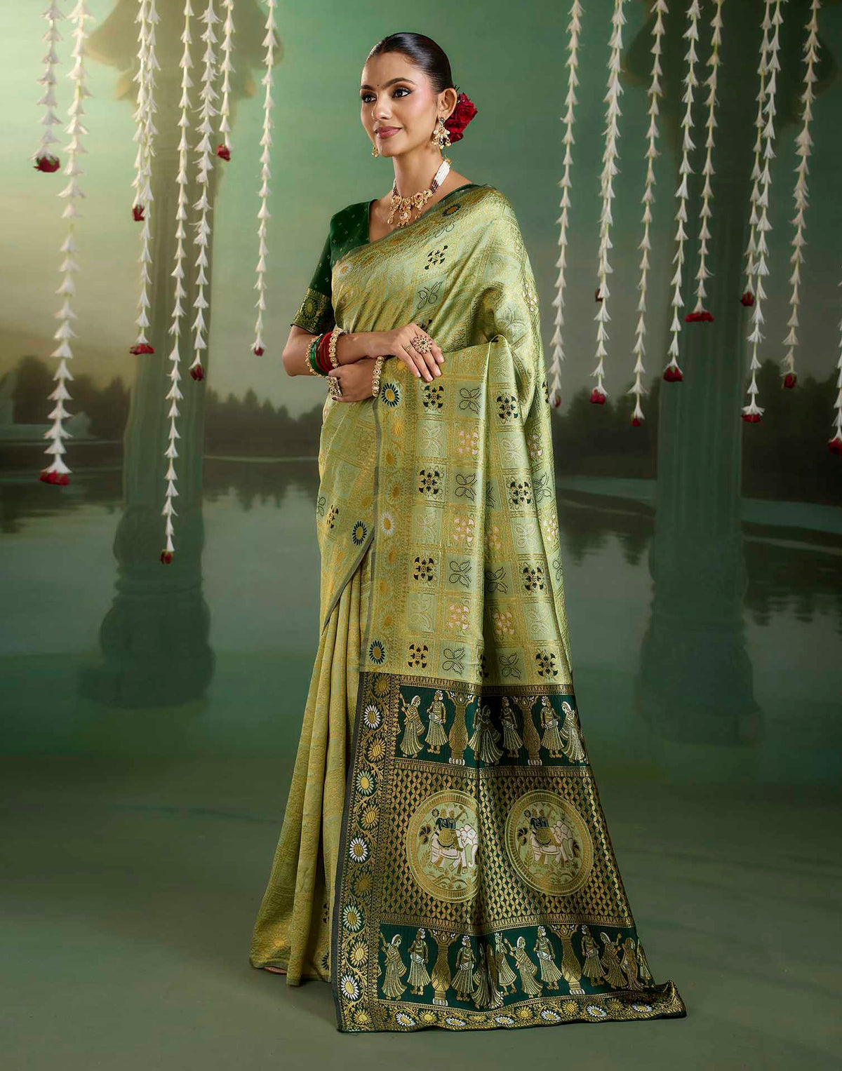 Light Green Silk Woven Patola Saree