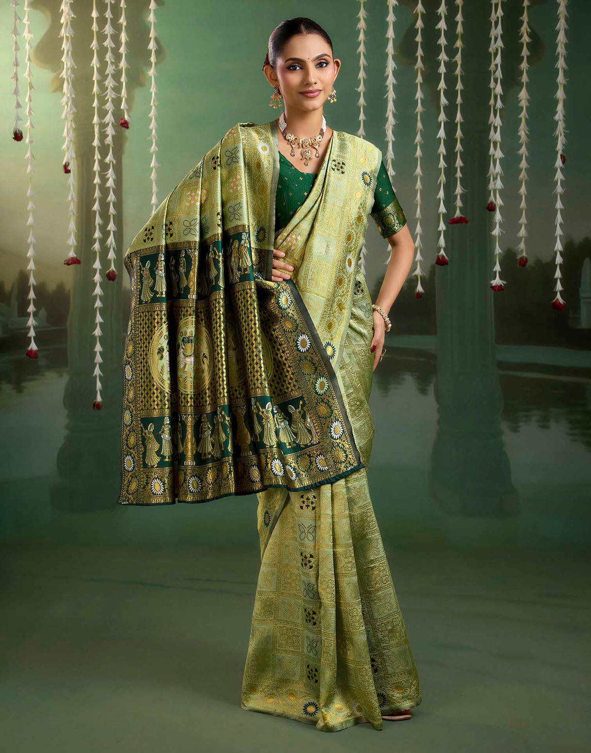 Light Green Silk Woven Patola Saree