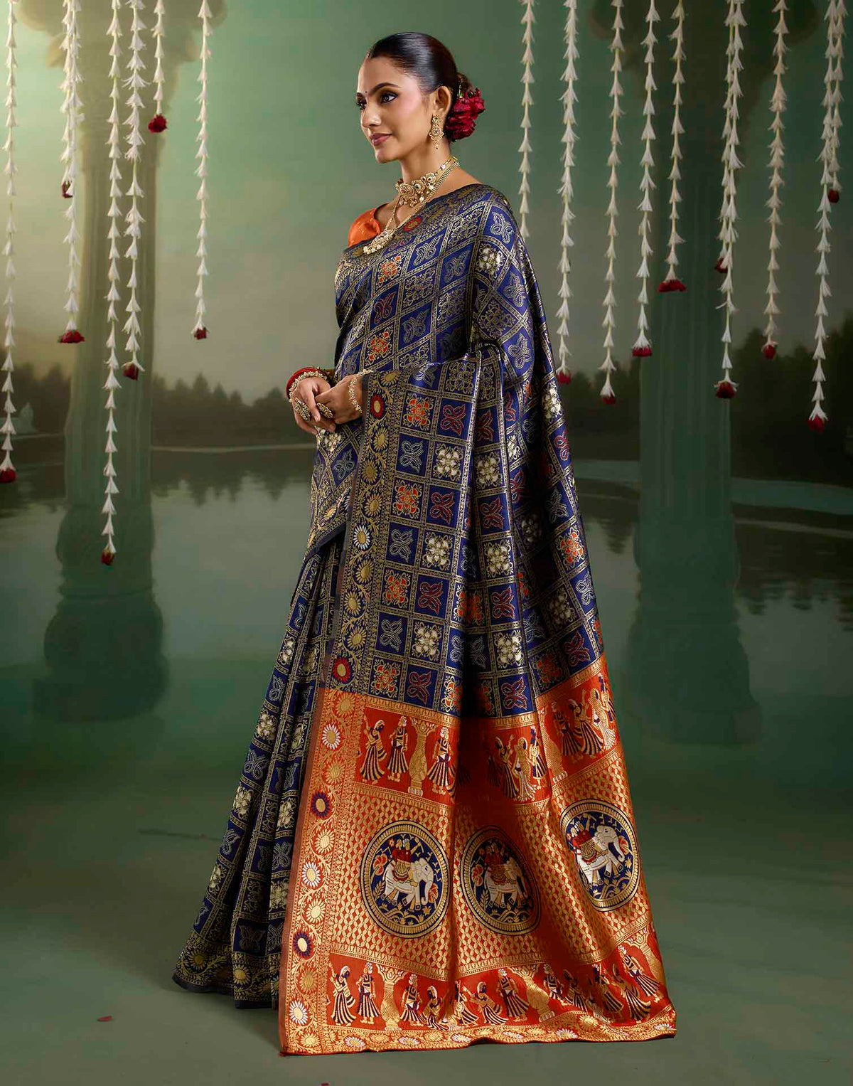 Royal Blue Silk Woven Patola Saree
