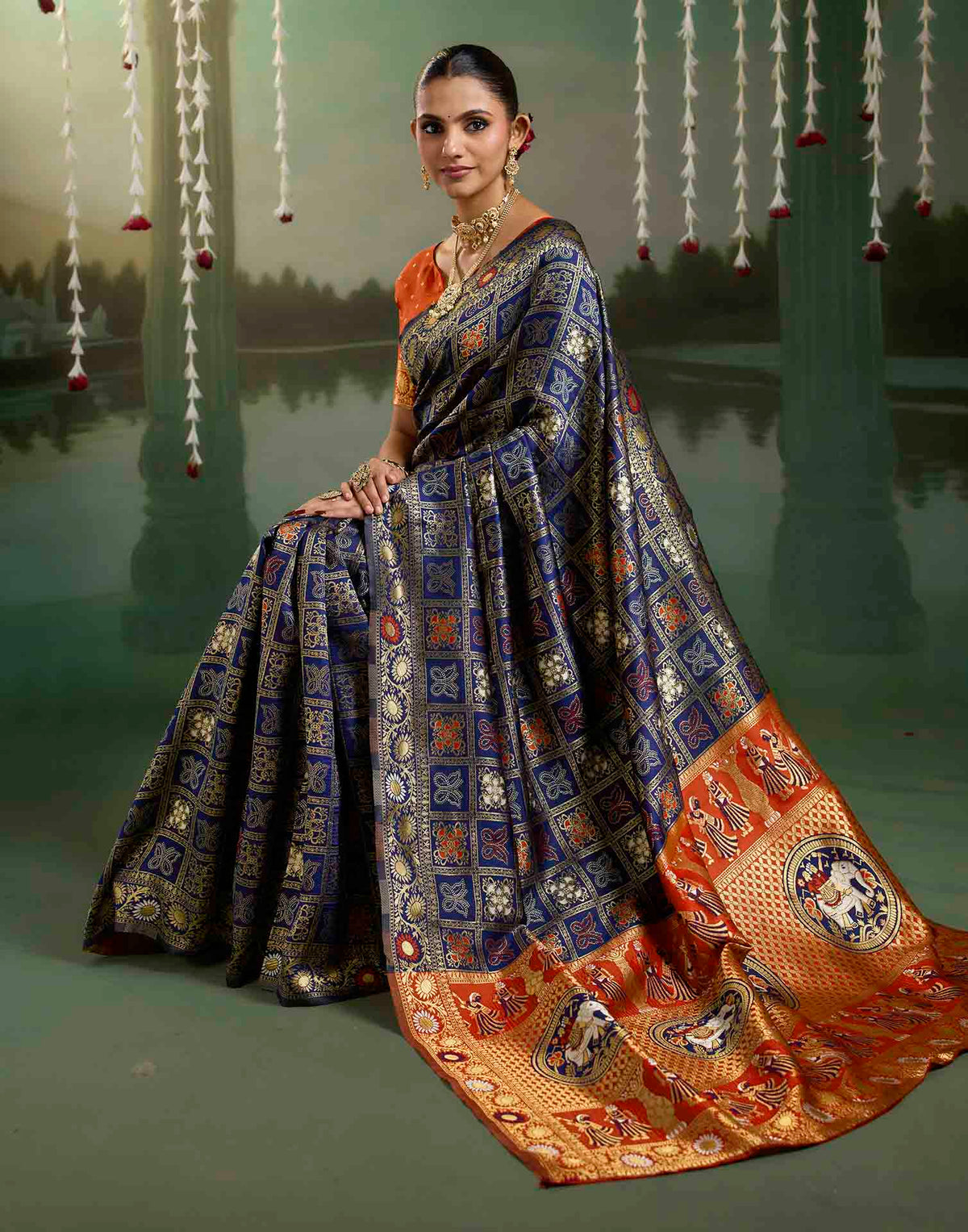 Royal Blue Silk Woven Patola Saree
