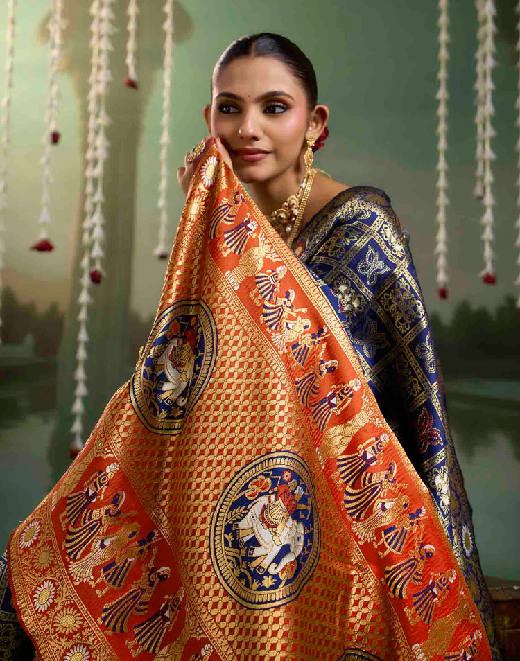 Royal Blue Silk Woven Patola Saree