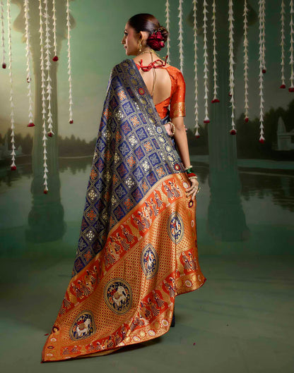 Royal Blue Silk Woven Patola Saree