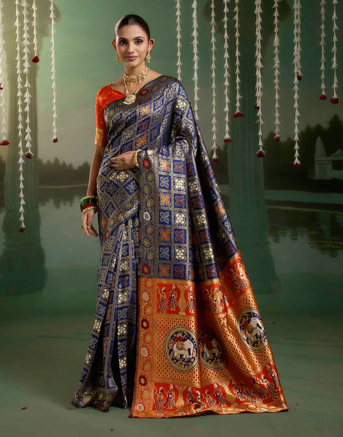 Royal Blue Silk Woven Patola Saree