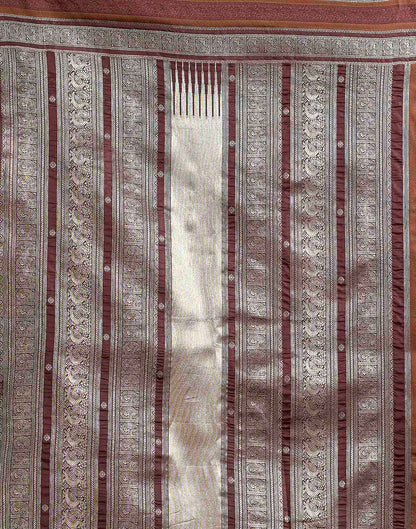 Rust Orange Silk Woven Kanjivaram Saree