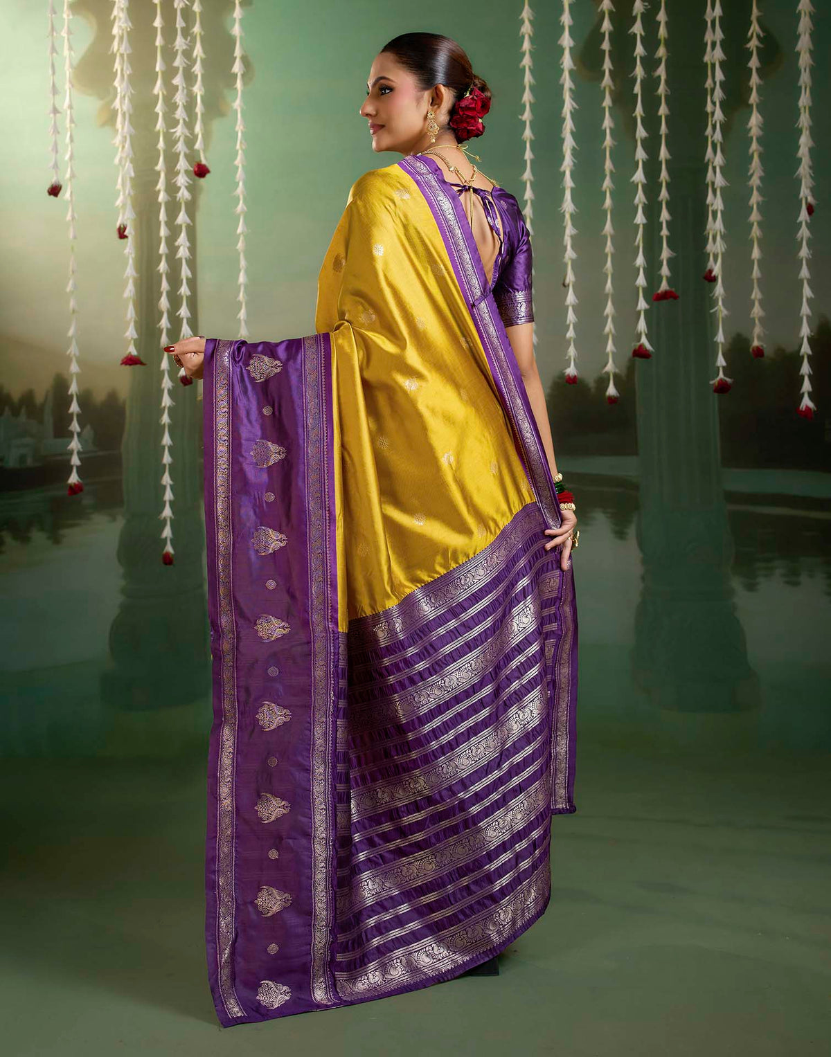 Mustard Yellow Silk Woven Kanjivaram Saree
