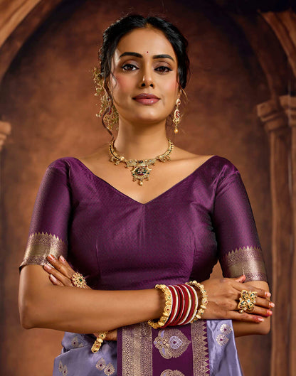 Light Purple Silk Woven Banarasi Saree