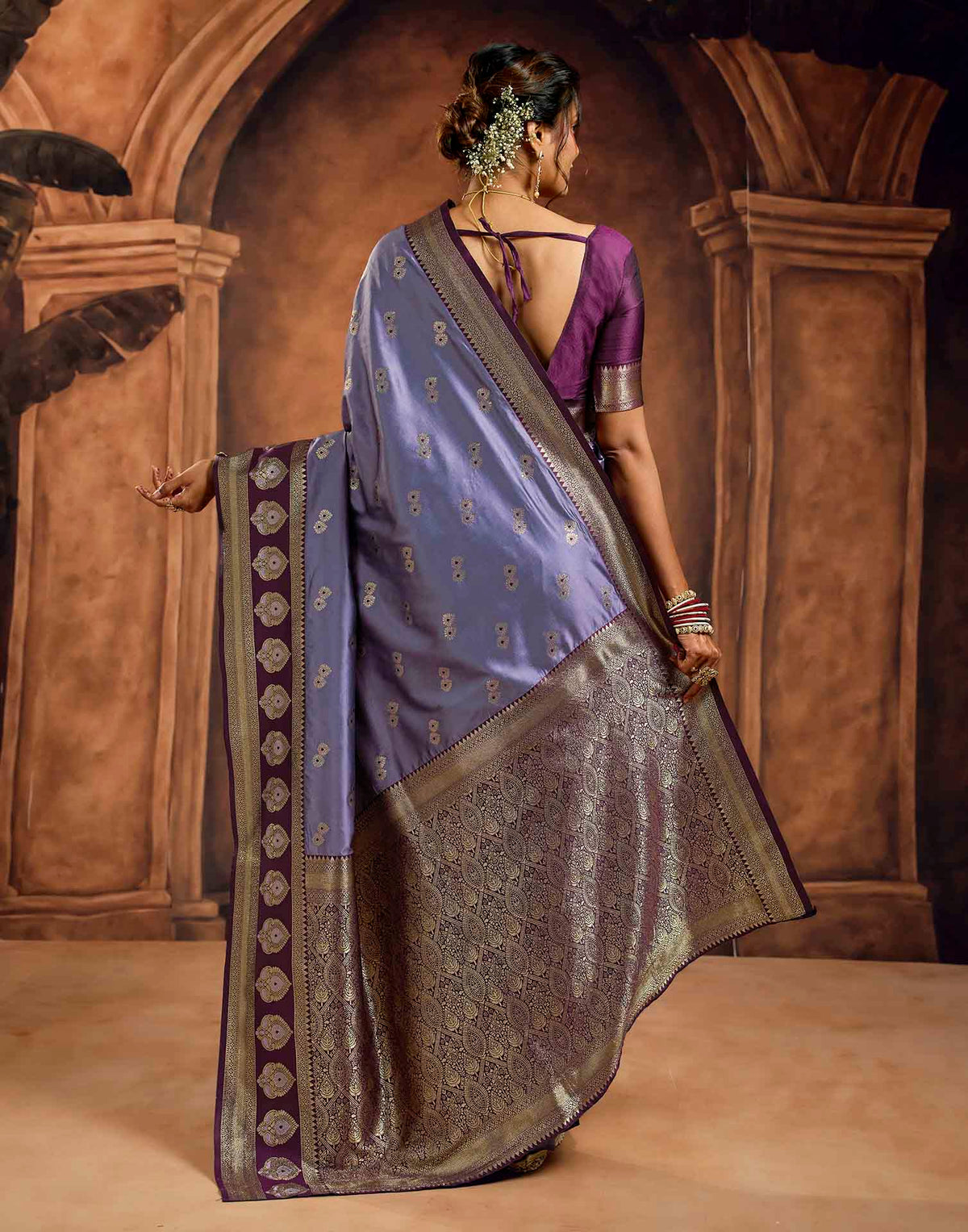 Light Purple Silk Woven Banarasi Saree