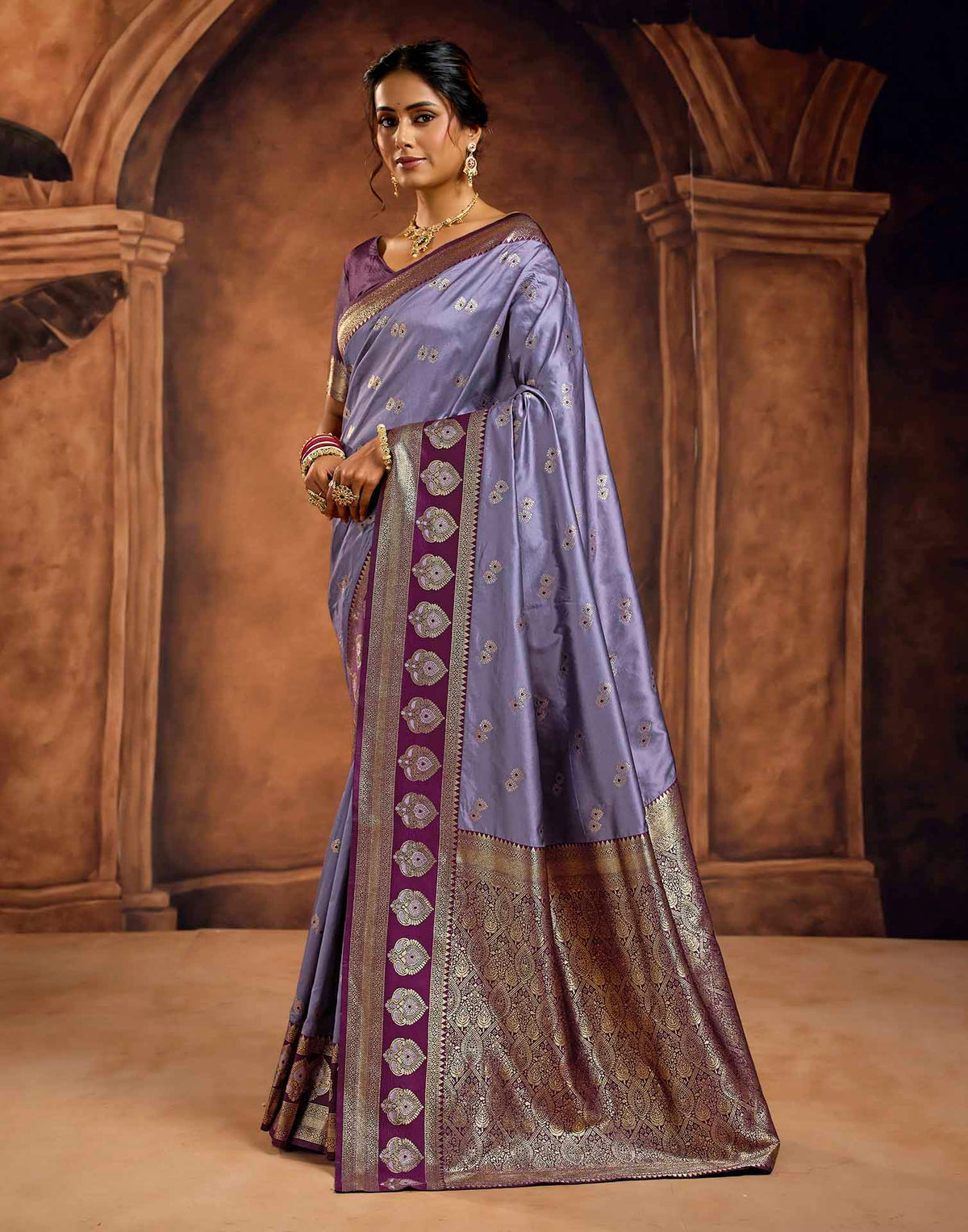 Light Purple Silk Woven Banarasi Saree