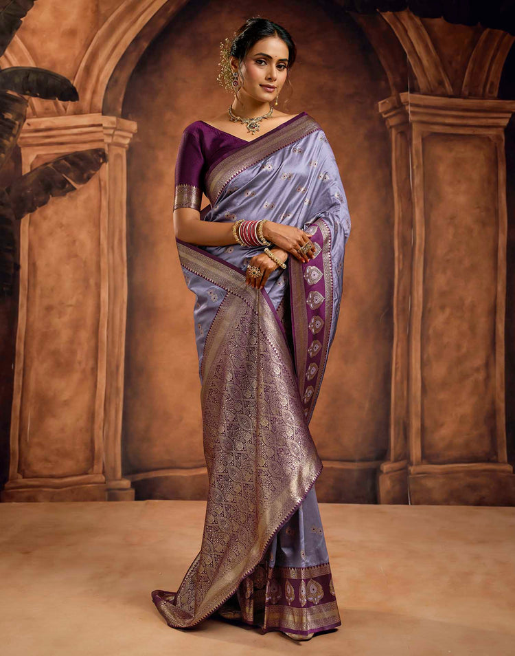Light Purple Silk Woven Banarasi Saree