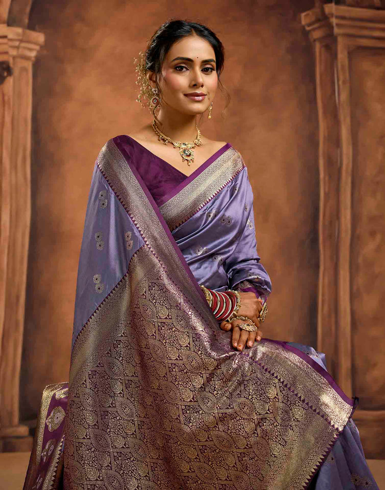 Light Purple Silk Woven Banarasi Saree
