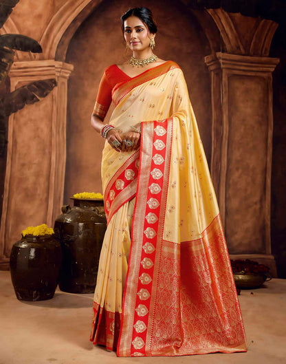Light Yellow Silk Woven Banarasi Saree