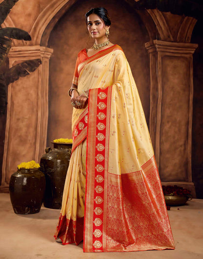 Light Yellow Silk Woven Banarasi Saree