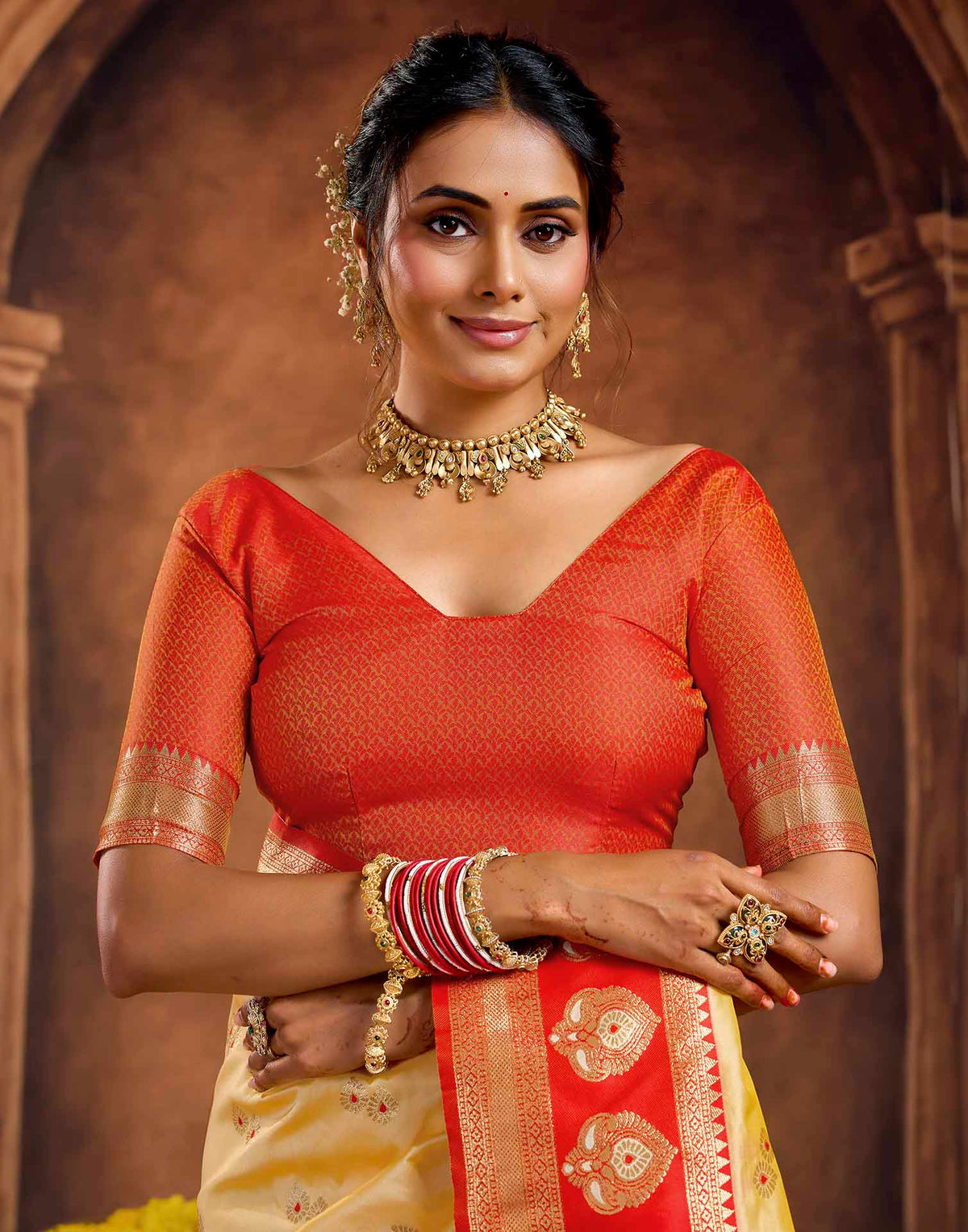 Light Yellow Silk Woven Banarasi Saree