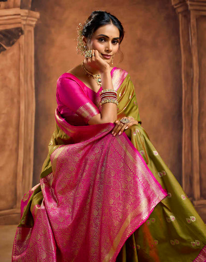Mehandi Green Silk Woven Banarasi Saree