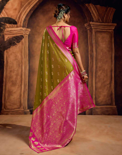 Mehandi Green Silk Woven Banarasi Saree