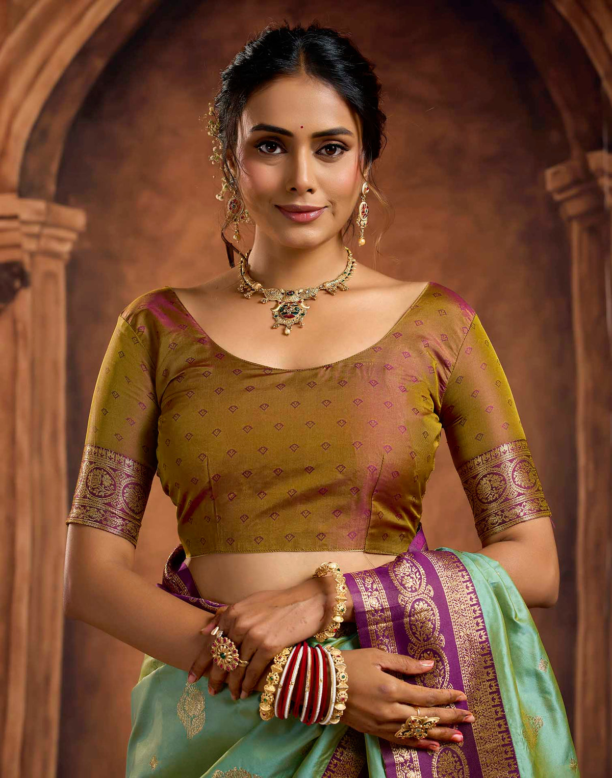 Turquoise Silk Woven Banarasi Saree
