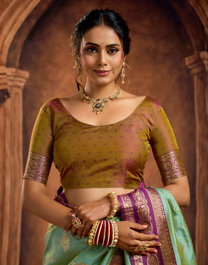 Turquoise Silk Woven Banarasi Saree