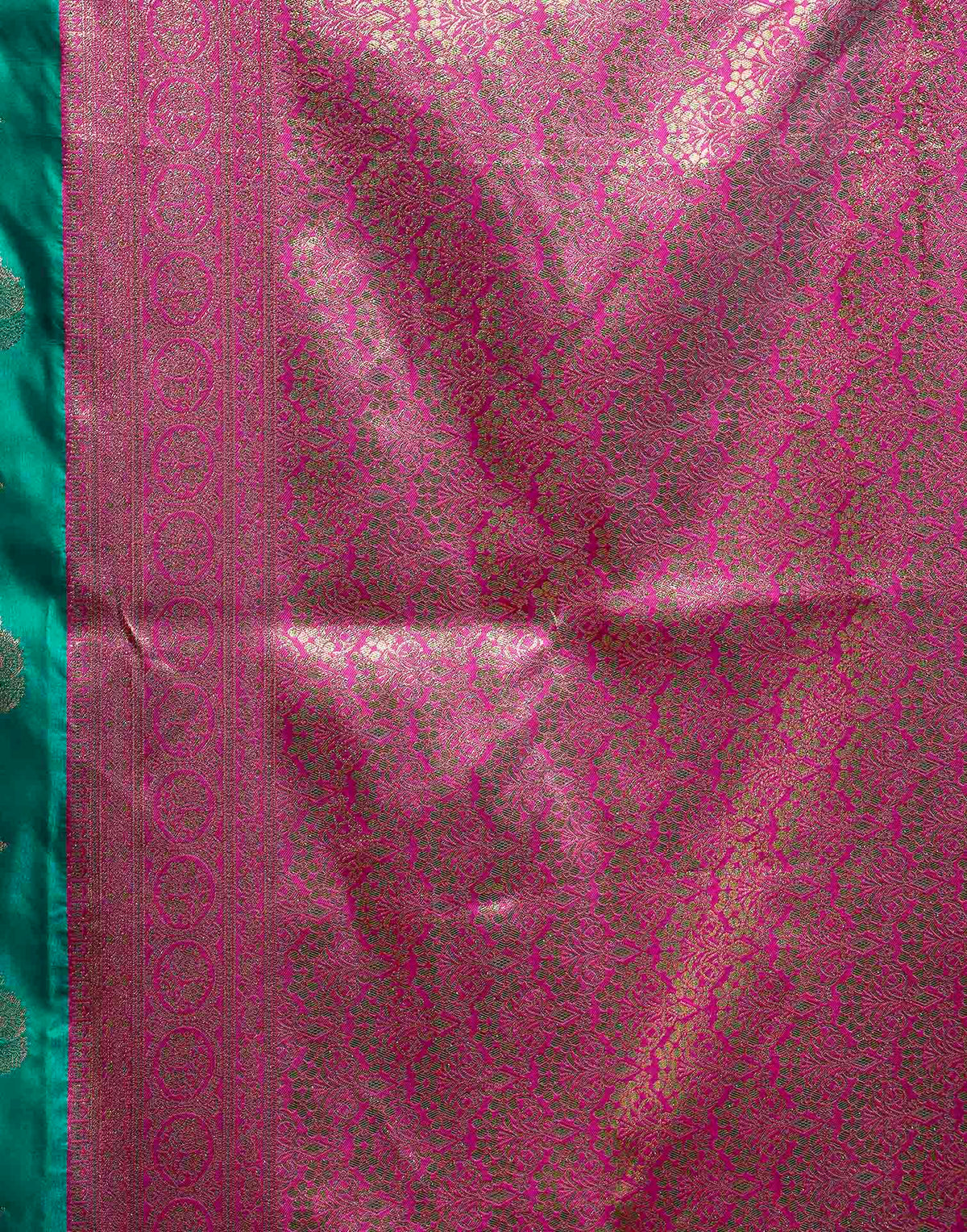 Teal Blue Silk Woven Banarasi Saree
