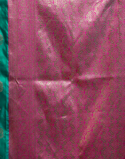Teal Blue Silk Woven Banarasi Saree