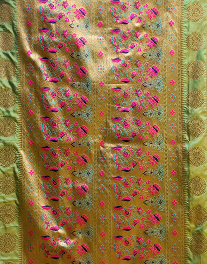 Pista Green Silk Woven Banarasi Saree