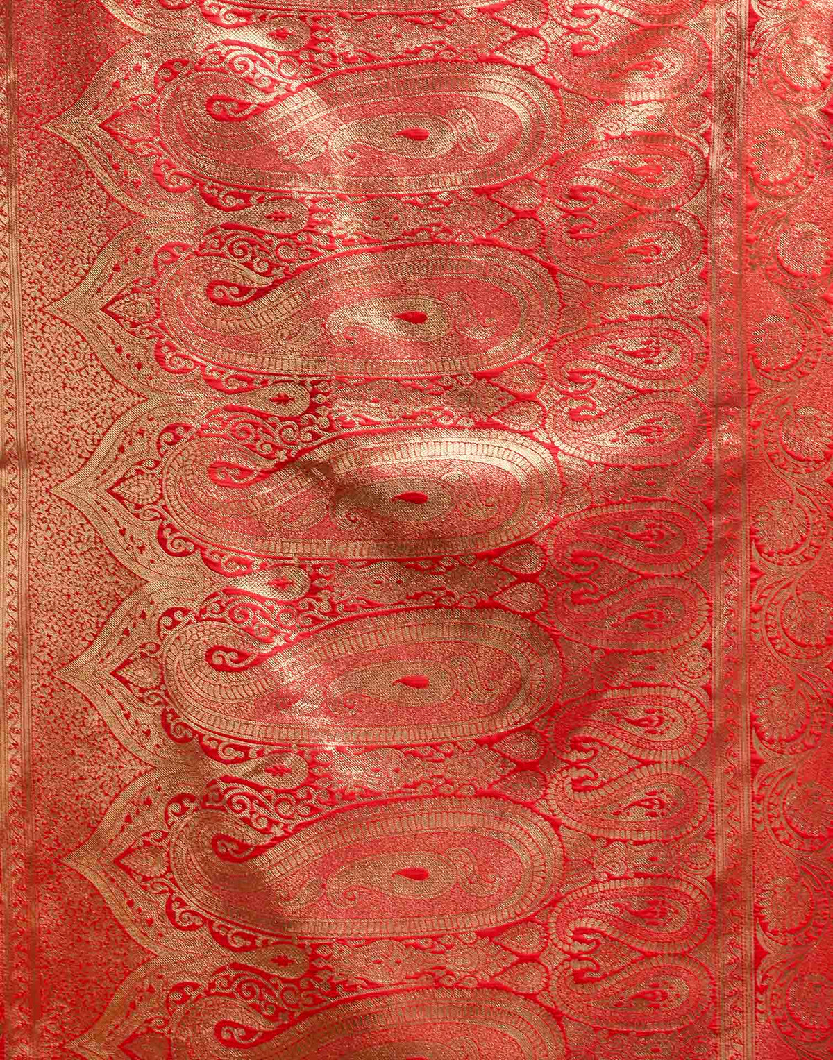 Bright Red Silk Woven Banarasi Saree