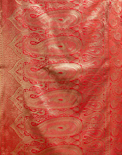 Bright Red Silk Woven Banarasi Saree