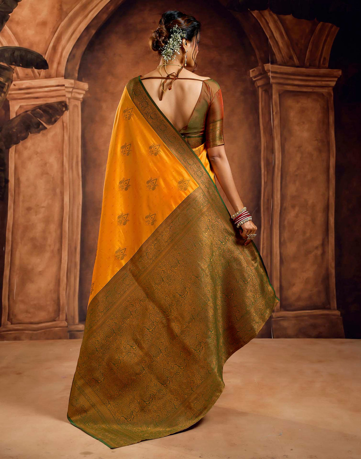 Turmeric Yellow Silk Woven Banarasi Saree