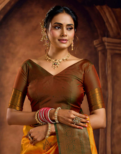 Turmeric Yellow Silk Woven Banarasi Saree
