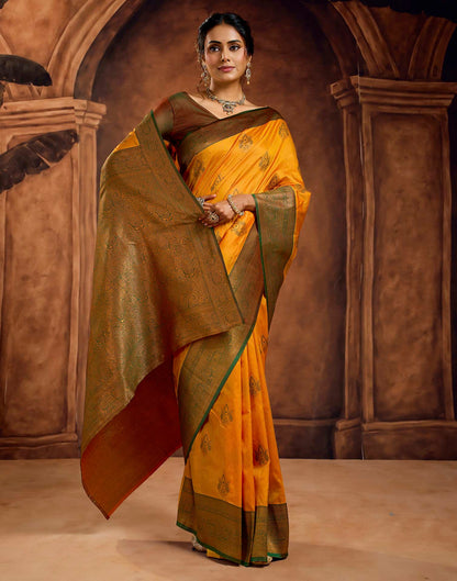 Turmeric Yellow Silk Woven Banarasi Saree