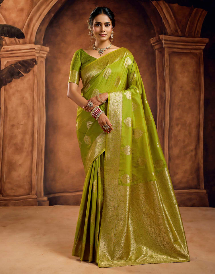 Mehandi Green Silk Woven Banarasi Saree
