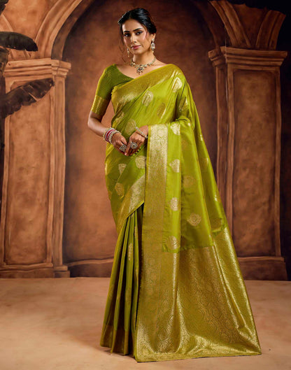 Mehandi Green Silk Woven Banarasi Saree