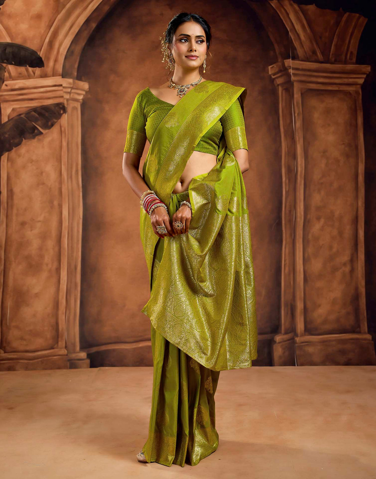Mehandi Green Silk Woven Banarasi Saree