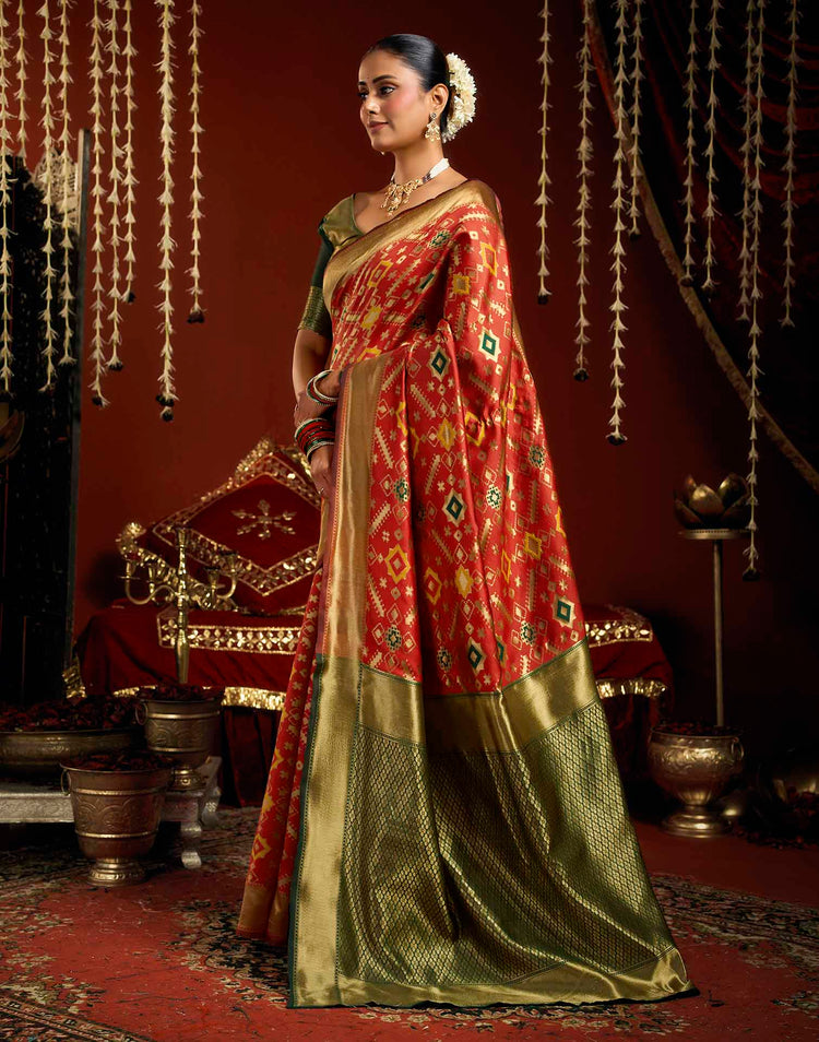 Bright Red Silk Woven Patola Saree