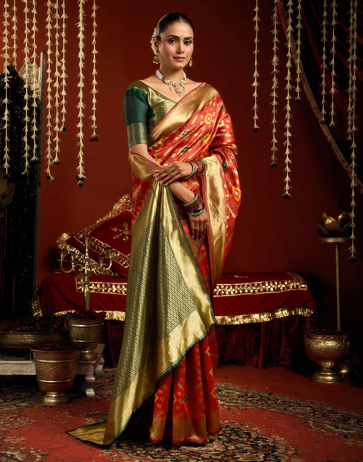 Bright Red Silk Woven Patola Saree