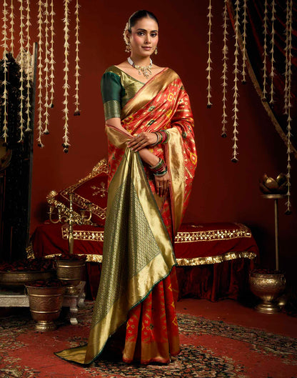 Bright Red Silk Woven Patola Saree