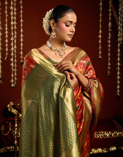 Bright Red Silk Woven Patola Saree