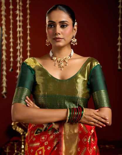 Bright Red Silk Woven Patola Saree